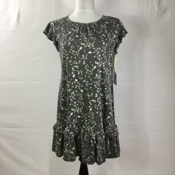 CECE Floral Print Flounce Sleeve Ruffled Hem Shift Dress Size S NWT - Picture 1 of 11